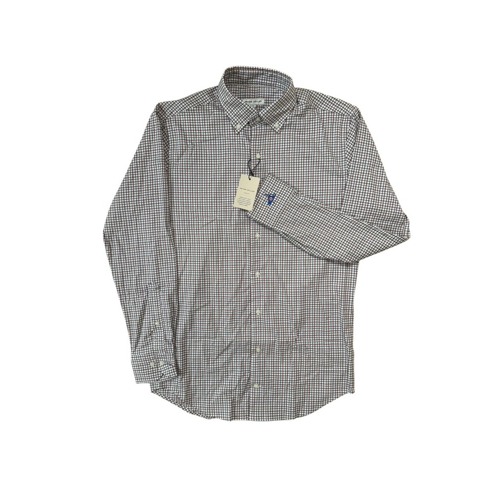 Peter Millar‎ Crown Lite Mens Plaid Button Down Shirt Size Small Ocean Reef Club